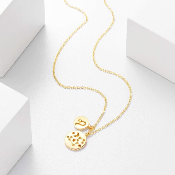Gold Necklace for Women 18K Gold Plated Astrology Zodiac Necklace 12 Necklace Bi - Picture 5 of 7